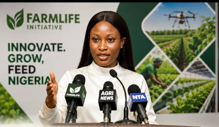 Nigerian farmers and fresh produce representing the FarmLife Challenge